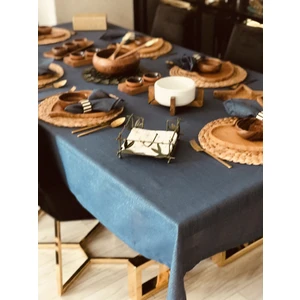Mia Simli Indigo Masa Örtüsü 150X260CM Dertsiz Leke Tutmaz