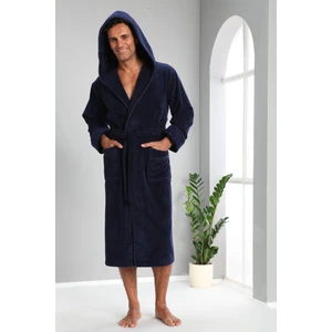 Lacivert Biyeli Bambu Cotton Erkek Bornozu