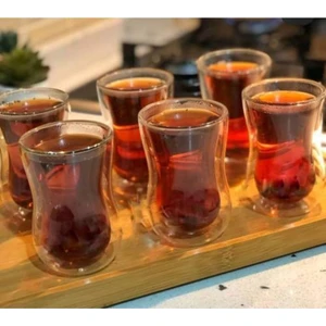 6'lı Çift Cidarlı Ince Belli Çay Bardağı