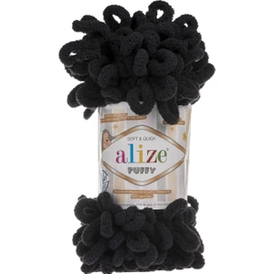 Puffy 60 Siyah Mikropolyester Malzeme ile Şiş ve Tığsız Örme İpliği Tek Parça