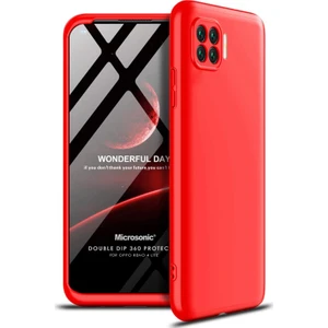 Oppo Reno 4 Lite Kılıf Double Dip 360 Protective Kırmızı