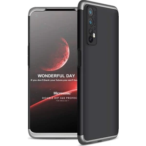 Realme 7 Kılıf Double Dip 360 Protective Siyah Gri
