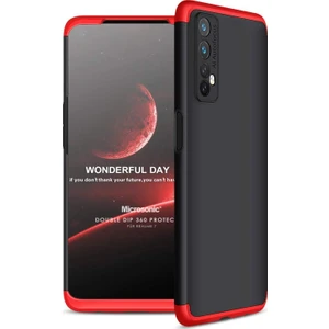 Realme 7 Kılıf Double Dip 360 Protective Siyah Kırmızı