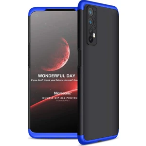 Realme 7 Kılıf Double Dip 360 Protective Siyah Mavi