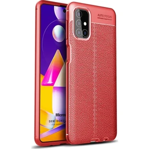 Samsung Galaxy M51 Kılıf Deri Dokulu Silikon Kırmızı