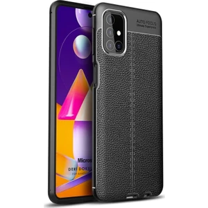 Samsung Galaxy M51 Kılıf Deri Dokulu Silikon Siyah