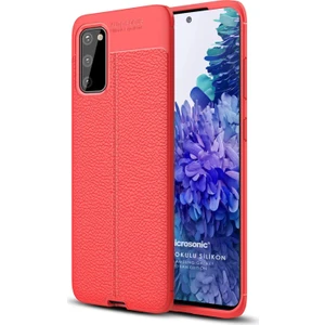 Samsung Galaxy S20 FE Kılıf Deri Dokulu Silikon Kırmızı