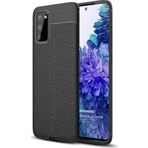 Samsung Galaxy S20 FE Kılıf Deri Dokulu Silikon Siyah