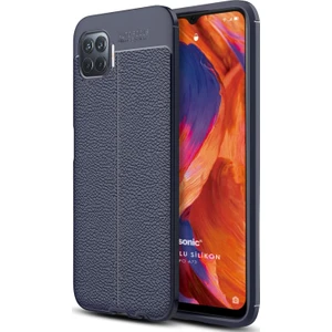 Oppo A73 Kılıf Deri Dokulu Silikon Lacivert