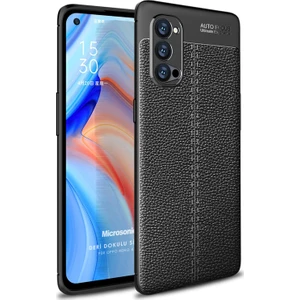 Oppo Reno 4 Pro Kılıf Deri Dokulu Silikon Siyah