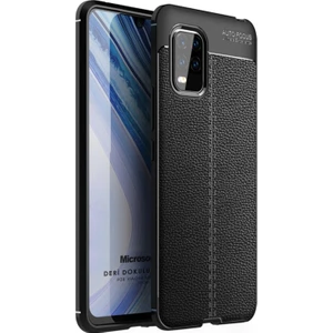 Xiaomi Mi 10 Lite Zoom Kılıf Deri Dokulu Silikon Siyah