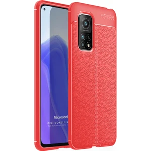 Xiaomi Mi 10T Kılıf Deri Dokulu Silikon Kırmızı