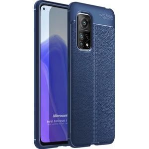 Xiaomi Mi 10T Kılıf Deri Dokulu Silikon Lacivert