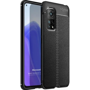 Xiaomi Mi 10T Kılıf Deri Dokulu Silikon Siyah