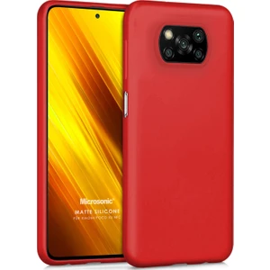 Matte Silicone Xiaomi Poco X3 NFC Kılıf Kırmızı