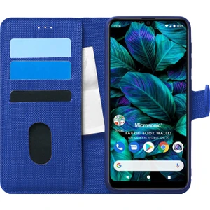 General Mobile GM 20 Kılıf Fabric Book Wallet Lacivert