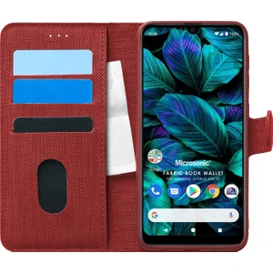 General Mobile GM 20 Kılıf Fabric Book Wallet Kırmızı