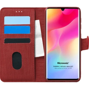 Xiaomi Mi Note 10 Lite Kılıf Fabric Book Wallet Kırmızı