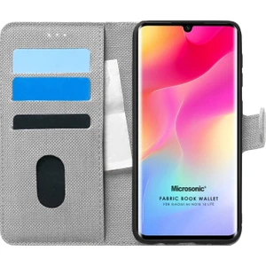 Xiaomi Mi Note 10 Lite Kılıf Fabric Book Wallet Gri