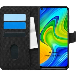 Xiaomi Redmi Note 9 Kılıf Fabric Book Wallet Siyah