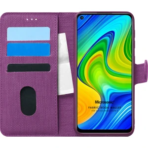 Xiaomi Redmi Note 9 Kılıf Fabric Book Wallet Mor
