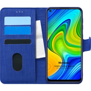 Xiaomi Redmi Note 9 Kılıf Fabric Book Wallet Lacivert