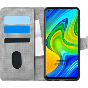 Xiaomi Redmi Note 9 Kılıf Fabric Book Wallet Gri
