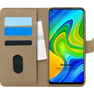 Xiaomi Redmi Note 9 Kılıf Fabric Book Wallet Gold