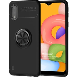 Samsung Galaxy A01 Kılıf Kickstand Ring Holder Siyah