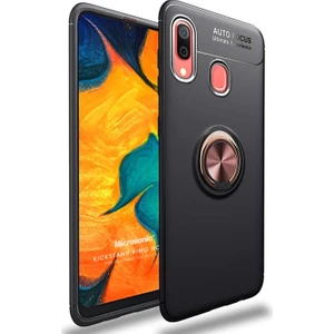 Samsung Galaxy A10s Kılıf Kickstand Ring Holder Siyah Rose