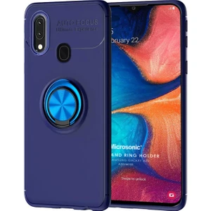 Samsung Galaxy A20 Kılıf Kickstand Ring Holder Lacivert