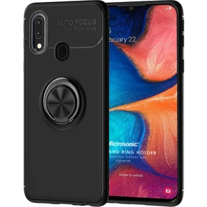 Samsung Galaxy A20 Kılıf Kickstand Ring Holder Siyah