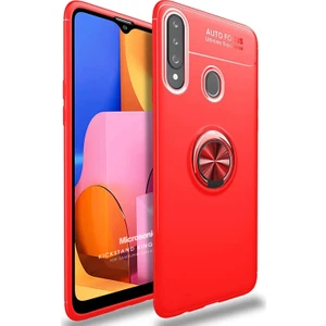 Samsung Galaxy A20s Kılıf Kickstand Ring Holder Kırmızı