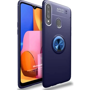 Samsung Galaxy A20s Kılıf Kickstand Ring Holder Lacivert