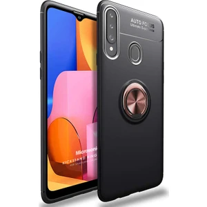 Samsung Galaxy A20s Kılıf Kickstand Ring Holder Siyah Rose