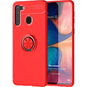 Samsung Galaxy A21 Kılıf Kickstand Ring Holder Kırmızı