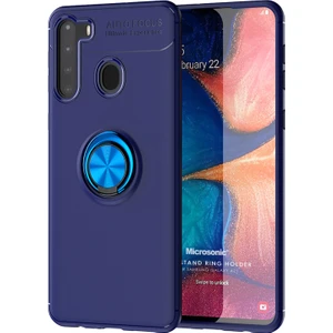 Samsung Galaxy A21 Kılıf Kickstand Ring Holder Lacivert