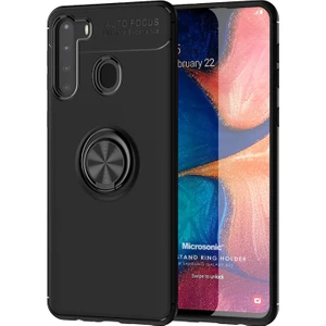 Samsung Galaxy A21 Kılıf Kickstand Ring Holder Siyah