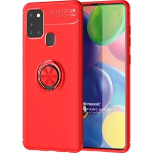 Samsung Galaxy A21s Kılıf Kickstand Ring Holder Kırmızı