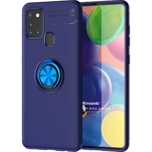 Samsung Galaxy A21s Kılıf Kickstand Ring Holder Lacivert