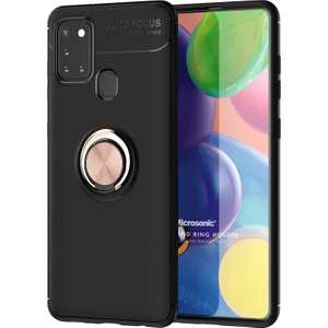 Samsung Galaxy A21s Kılıf Kickstand Ring Holder Siyah Rose