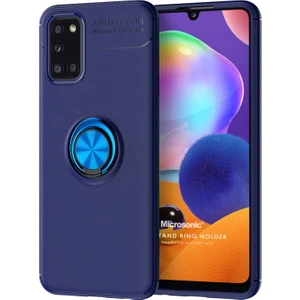 Samsung Galaxy A31 Kılıf Kickstand Ring Holder Lacivert