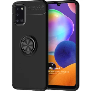 Samsung Galaxy A31 Kılıf Kickstand Ring Holder Siyah