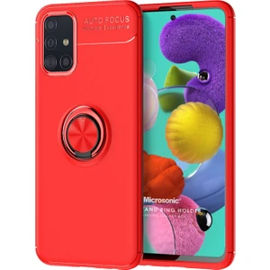 Samsung Galaxy A51 Kılıf Kickstand Ring Holder Kırmızı