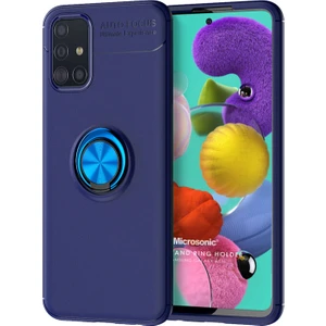 Samsung Galaxy A51 Kılıf Kickstand Ring Holder Lacivert