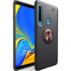 Samsung Galaxy A9 2018 Kılıf Kickstand Ring Holder Siyah Rose