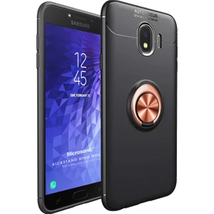 Samsung Galaxy J4 Kılıf Kickstand Ring Holder Siyah Rose