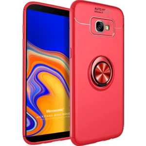 Samsung Galaxy J4 Plus Kılıf Kickstand Ring Holder Kırmızı
