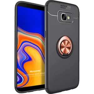 Samsung Galaxy J4 Plus Kılıf Kickstand Ring Holder Siyah Rose