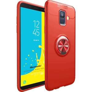 Samsung Galaxy J6 Kılıf Kickstand Ring Holder Kırmızı